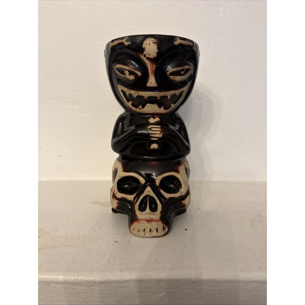 Black - Bone Collector Tiki Mug Hawaii Brah Tiki Cup EUC